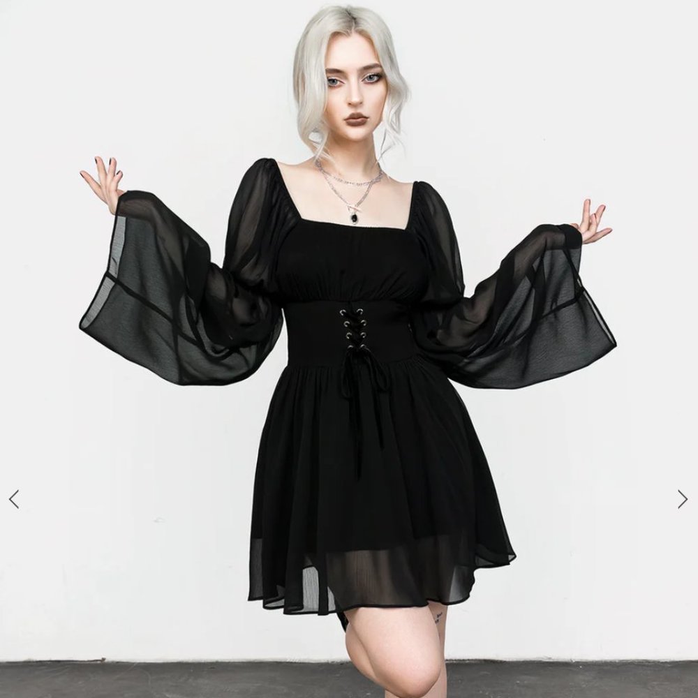 *NEW W/ TAGS* Disturbia: Bonnie Sheer Lace Up Mini Dress (Size US 8/UK 14)